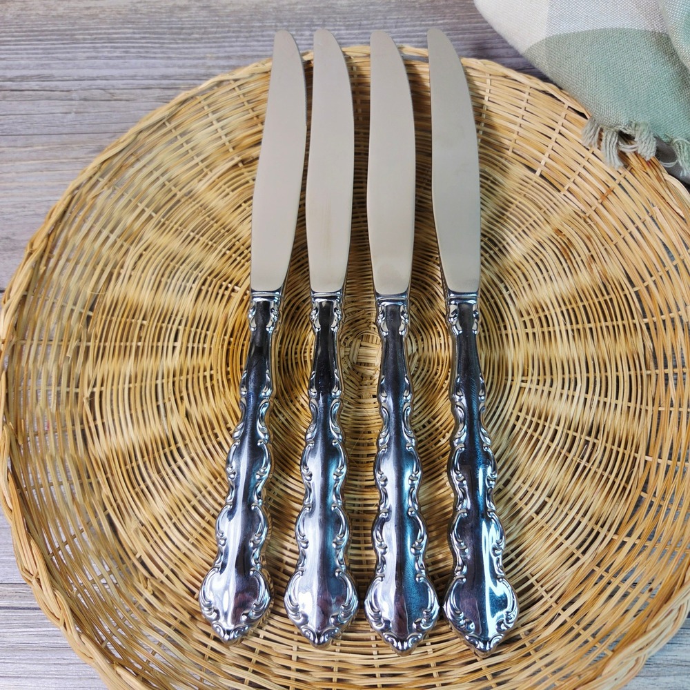 Oneida Mozart Dinner Knives Set of 4 Stainless Flatware Hollow Handle